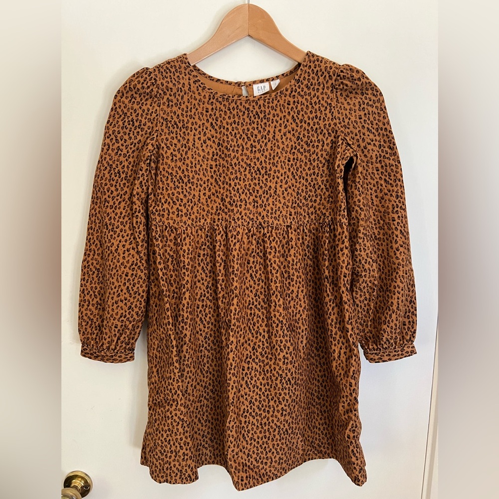 Gap kids corduroy leopard print dress long sleeves Size Medium/ 8